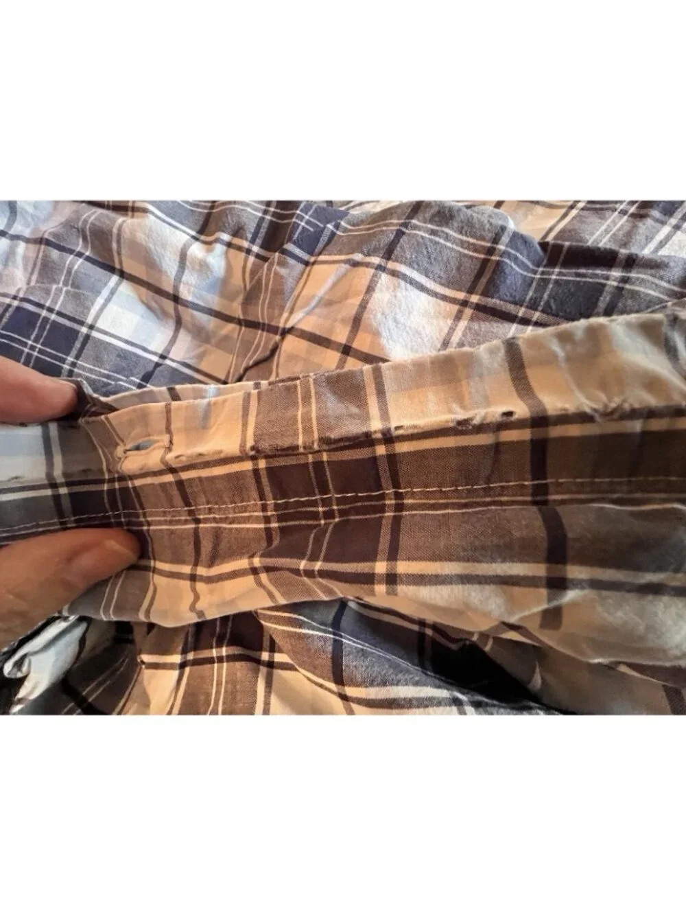 POTTERY BARN KIDS Plaid Duvet Cover Twin Navy Blue White 100% Cotton Children